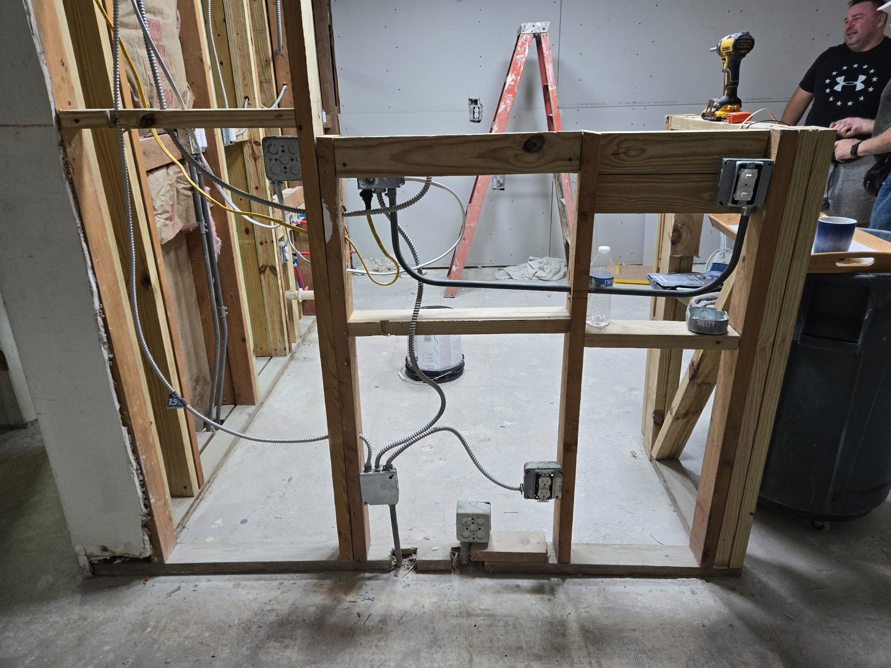 Bathroom framing and electrical rough work